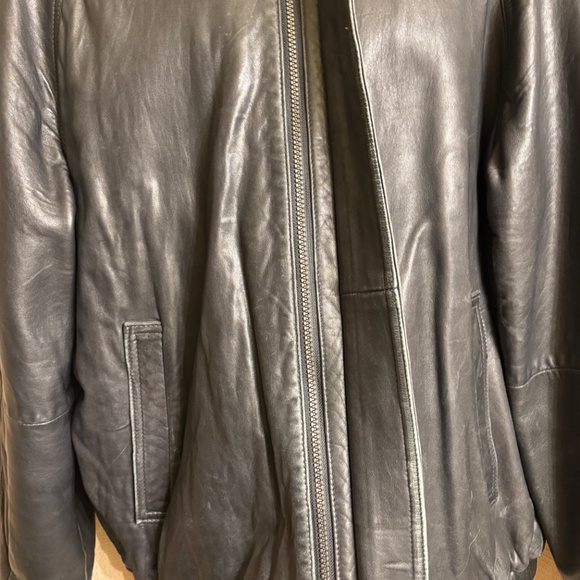 Clairborne Lamb Black Leather Bomber Jacket Men's L - Picture 14 of 16
